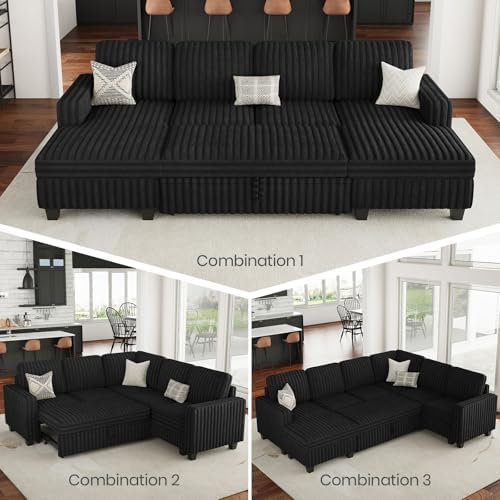 Belffin Oversized Sofa Bed Modular Sectional Sleeper Sofa with Pull Out Bed L...