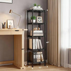 5 Tier Metal Shelving Unit Wire Shelves Storage Rack:Adjustable Storage Shelves Standing Bathroom Shelf and Narrow Shelf for Laundry Dorm Kitchen Pantry Closet Office 12''Wx12''Dx49''H Black