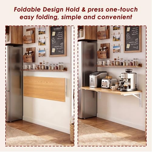 Need 36x20IN Wall Mounted Folding Table for Office Laundry Teak