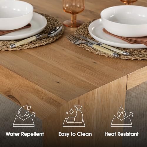 Transformer Table Solid Wood Extendable Dining Table, Natural | Seats 2-12, E...