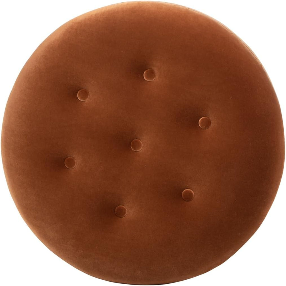 Jennifer Taylor Home Yolanda 24" Round Upholstered Accent Ottoman, Burnt...