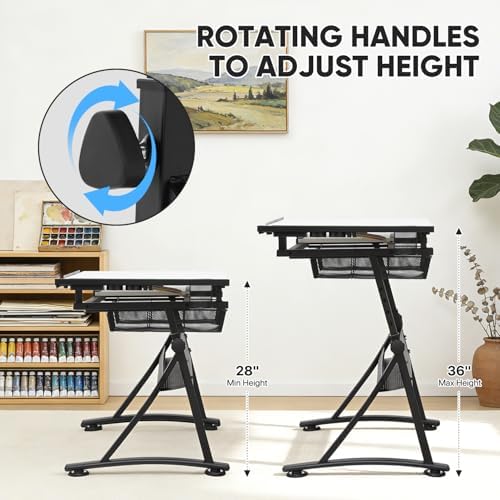 Magshion Drafting Table for Adults w/Stool, White