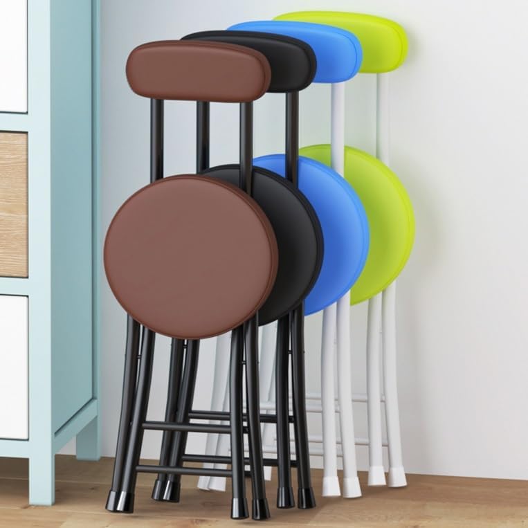 Foldable Bar Stool with Backrest, Portable Folding Chair for Kitchen, Breakfa...