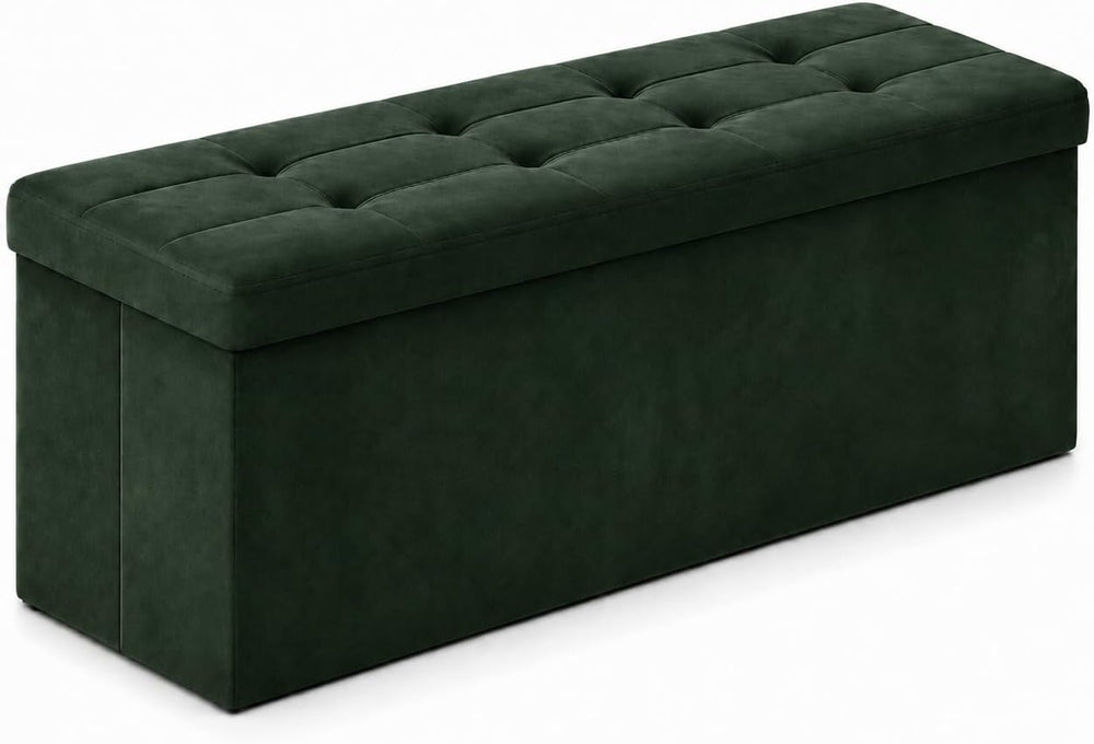 ALASDO 43 Inch Folding Storage Ottoman Bench with Hidden Storage, Velvet Stor...