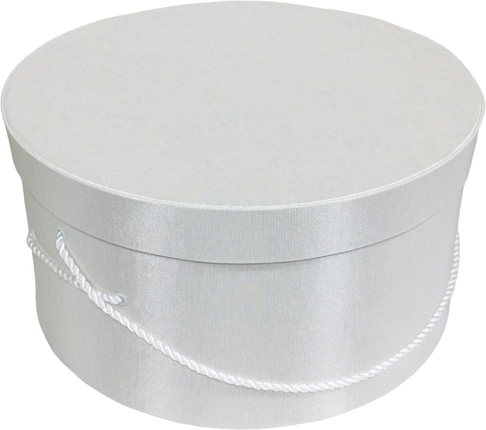 Sarah's Hat Boxes Classic White Hat Box – 11" x 5.5" (Dia. x Ht.) Handmade in USA – Odorless Non-Toxic Adhesive, Cording Handle – Premium Storage for Hats & Accessories