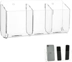 Cosmos Remote Control Stand Wall Mount Phone Holder with Removeable Block Wall Shelf Cell Phone Charging Brackets Holder Multipurpose Storage Organizer (Transparent Clear)