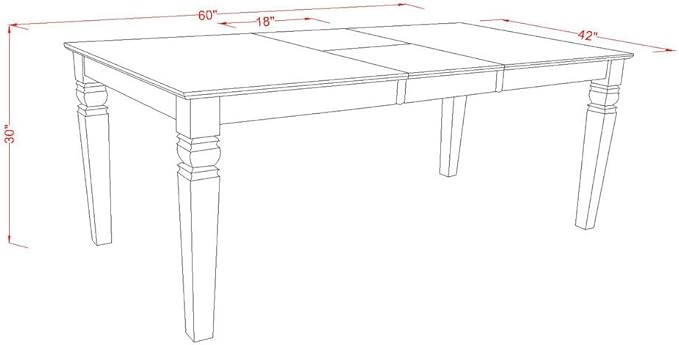East West Furniture WEIP7-BMK-W 7 Piece Dining Set Consist of a Rectangle Dining Room Table with Butterfly Leaf and 6 Kitchen Chairs, 42x60 Inch, Buttermilk & Cherry