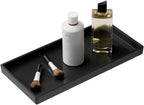 Vanity and Bathroom Tray, 9.8" ABS Countertop Organizer,Waterproof Vanity Tray for Toilet Tank,Perfume,Soap,Keys,Bathroom Accessories,Kitchen and Bath Trays,Non Slip Small Trays,Black