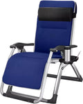 Multi-Position Adjustable Reclining Chair, Folding Lounge Relaxer Recliner with Removable Head Pillow(Blue)
