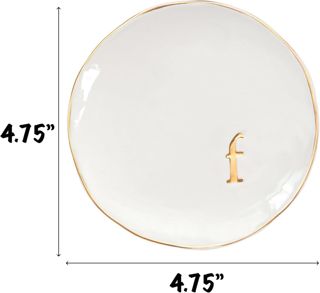 COLLECTIVE HOME - Ceramic Jewelry Tray, Decorative Trinket Dish for Rings Earrings Necklaces Bracelet Watch Keys, Birthday Mother's Day Christmas Gift for Women, 4.75", Glossy (f)