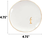 COLLECTIVE HOME - Ceramic Jewelry Tray, Decorative Trinket Dish for Rings Earrings Necklaces Bracelet Watch Keys, Birthday Mother's Day Christmas Gift for Women, 4.75", Glossy (f)