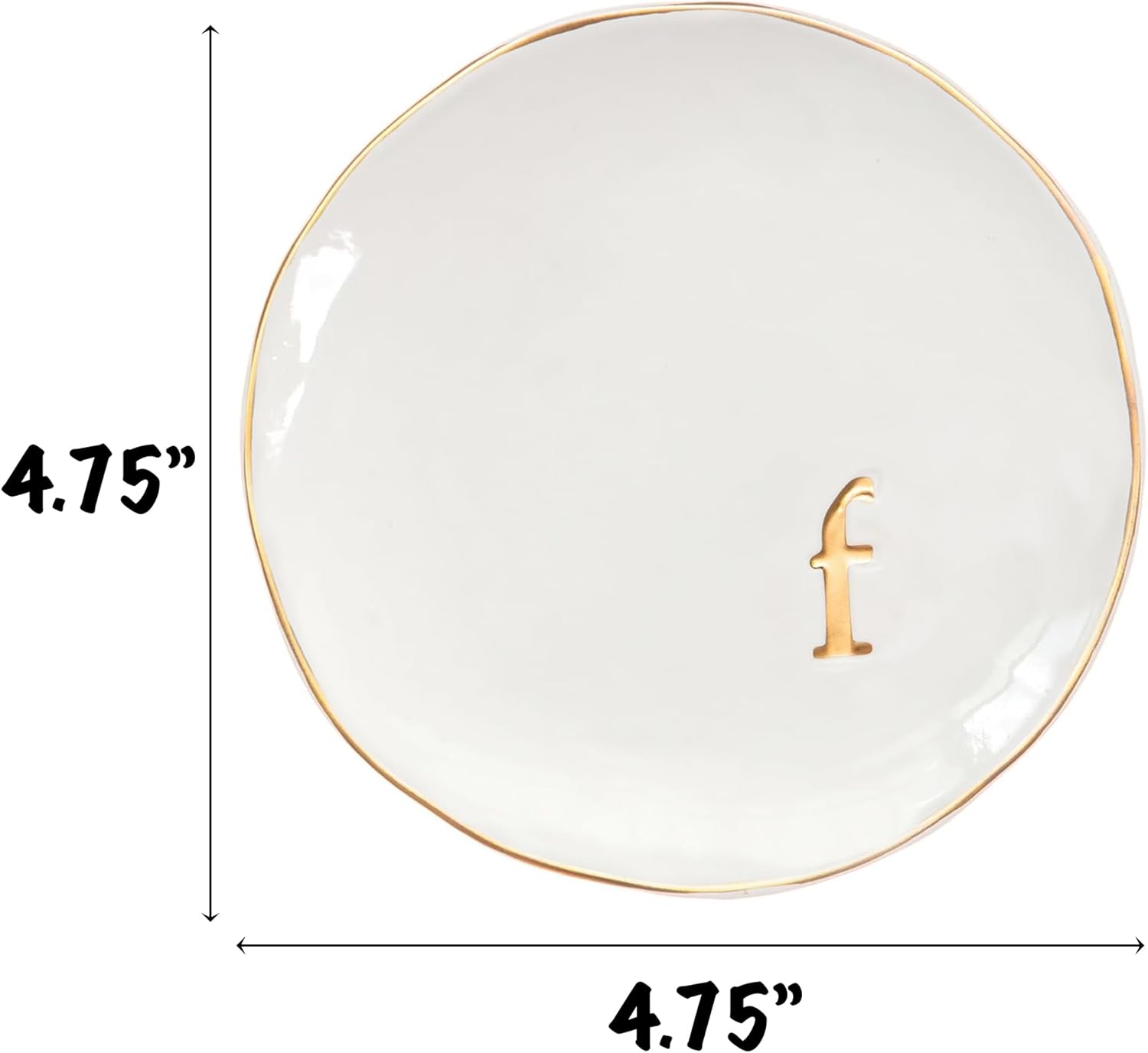 COLLECTIVE HOME - Ceramic Jewelry Tray, Decorative Trinket Dish for Rings Earrings Necklaces Bracelet Watch Keys, Birthday Mother's Day Christmas Gift for Women, 4.75", Glossy (f)