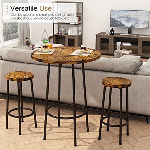 Recaceik 3 Piece Pub Dining Set, Counter Height Modern Bar Table with Wood To...