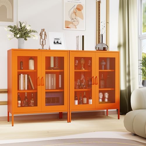 Chshin Metal Locker Storage Cabinet with 2 Mesh Doors and Adjustable Shelves,...