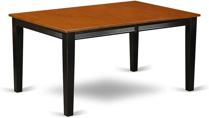 East West Furniture QUAN7-BCH-C 7 Piece Dining Room Furniture Set Consist of a Rectangle Kitchen Table with Butterfly Leaf and 6 Linen Fabric Upholstered Chairs, 40x78 Inch, Black & Cherry