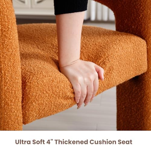 HNY Modern Sherpa Barrel Single Dining Chair, Orange | Upholstered Accent Arm...