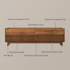 POVISON Fully-Assembled Mid Century Modern TV Stand with Legs, Wood Media Console with Adjustable LED Light, Entertainment Center with Storage for Living Room