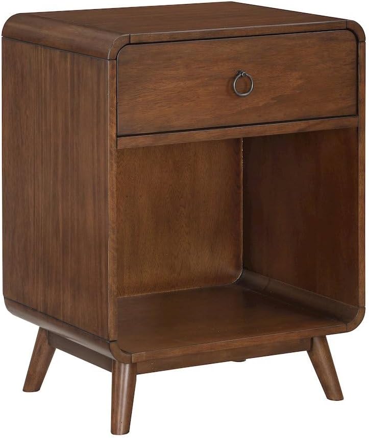 Starlight Canyon Home Brown Wooden Nightstand with Drawer - 1 Drawer Side Tab...
