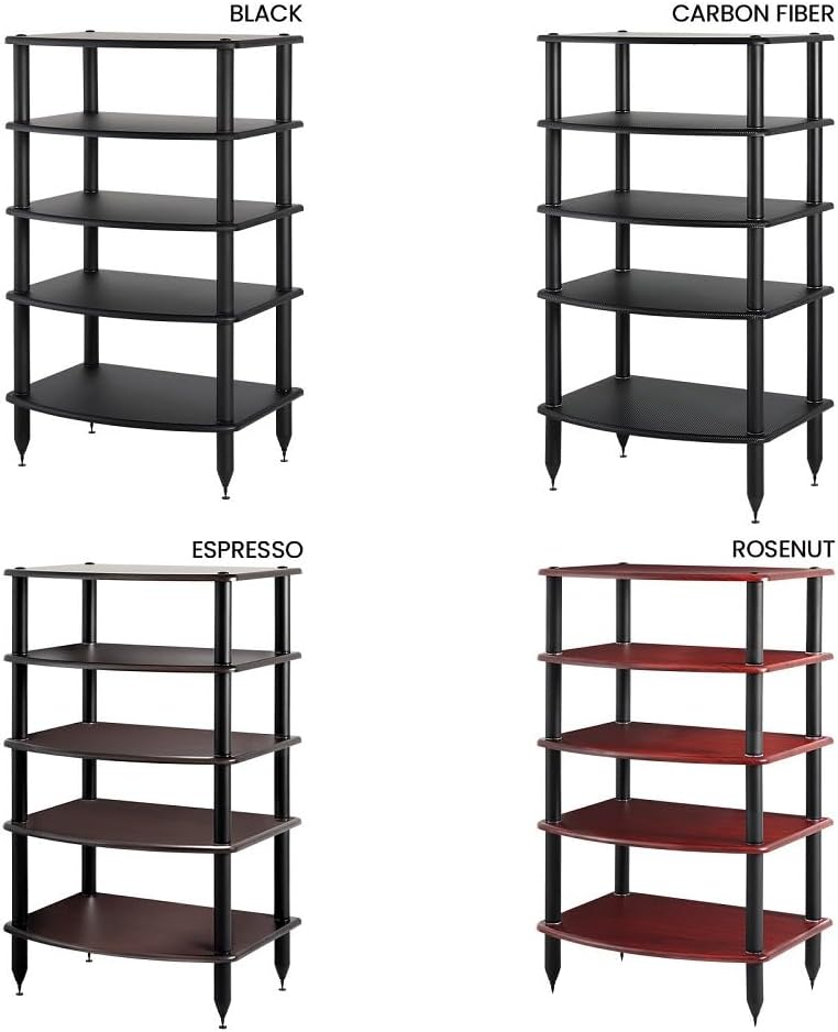 Pangea Audio Vulcan Five Shelf Audio Rack, Media Stand, and Components Cabine...