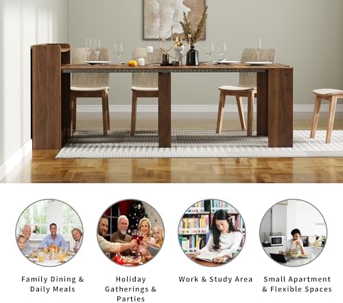 Transformer Table, Expandable Dining Table for 2-9 People, Folding Console Ta...