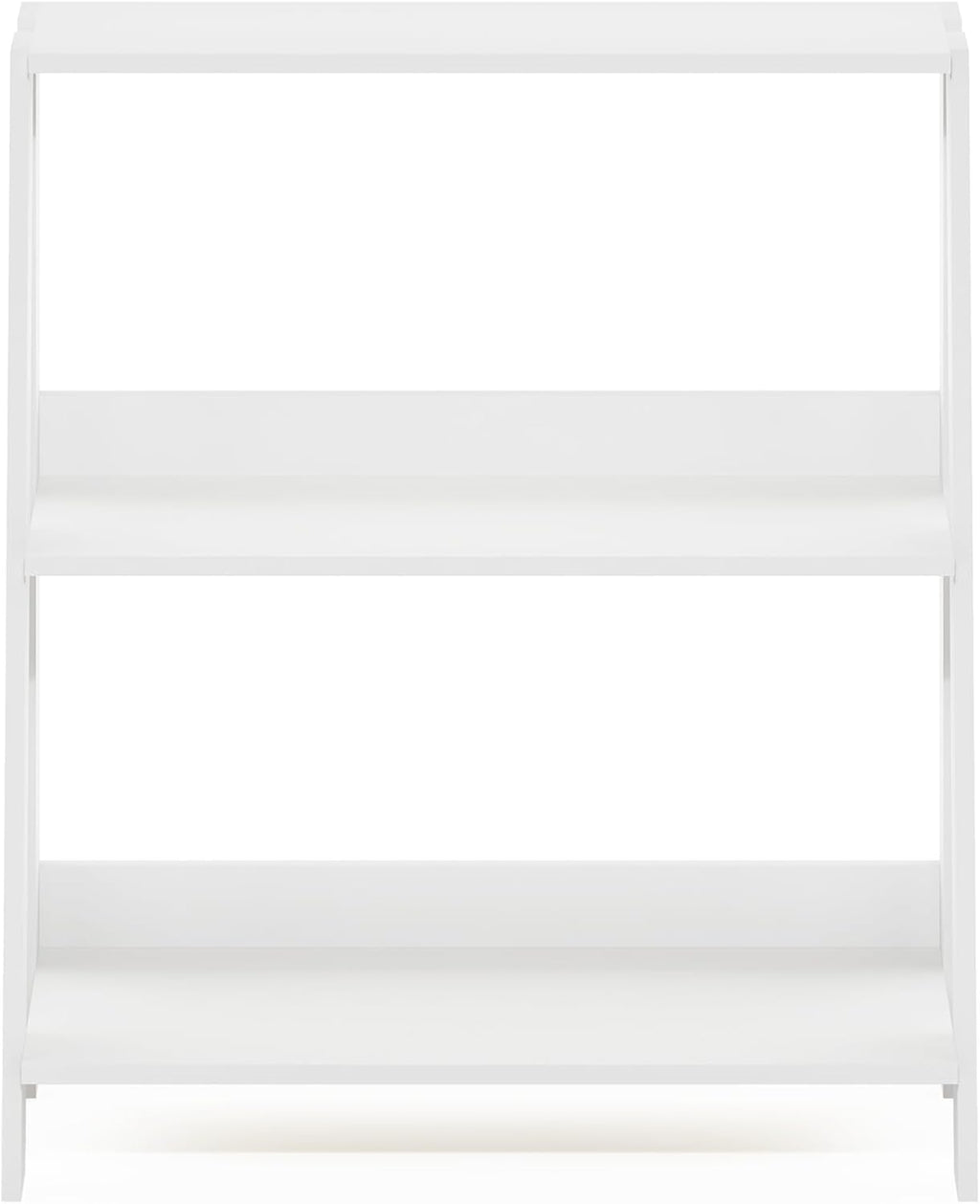 Furinno Ladder Shelf, 3-Tier Ladder Book Shelf, Bookcase, White | Storage Shelves, Storage Rack, for Organization and Storage, Living Room, Home Office