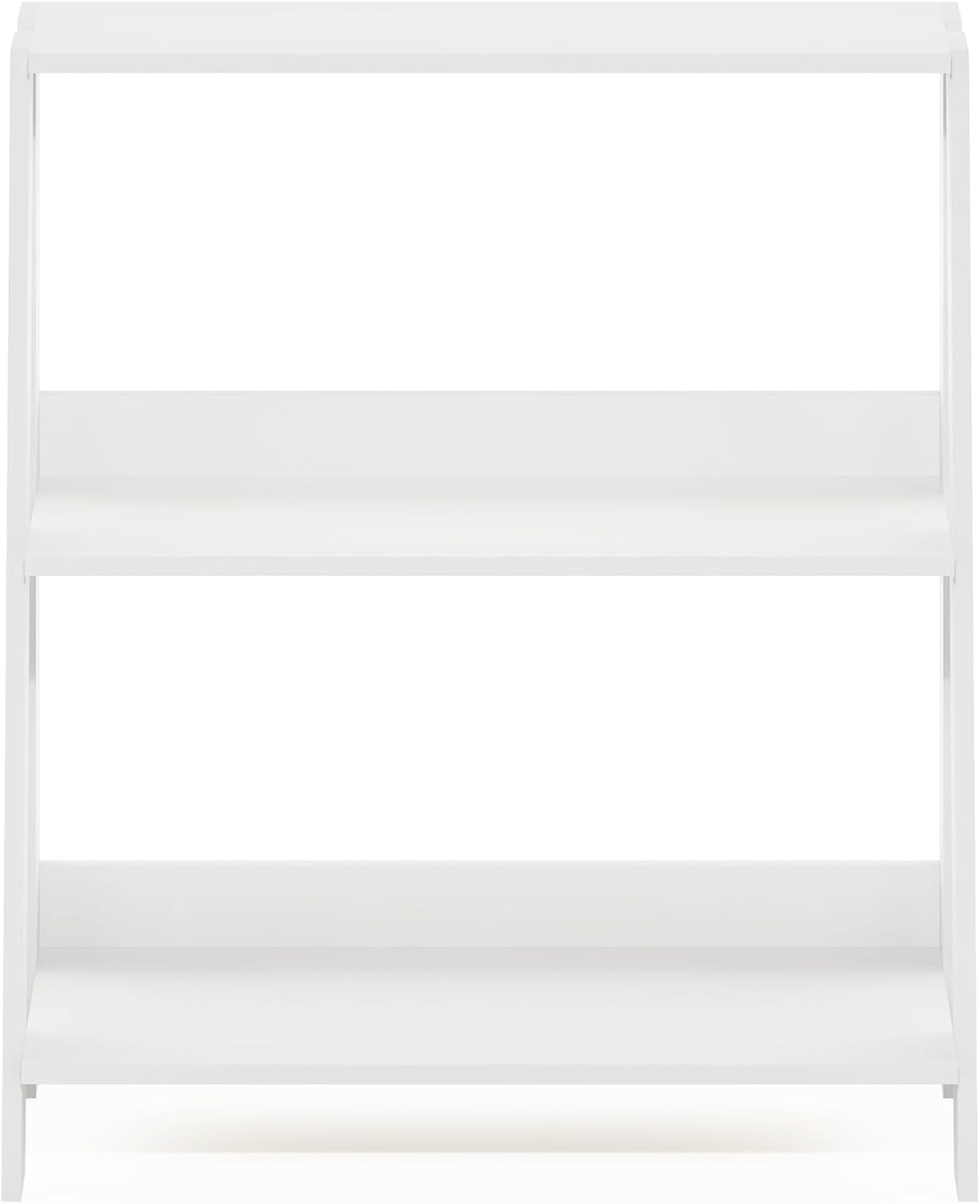 Furinno Ladder Shelf, 3-Tier Ladder Book Shelf, Bookcase, White | Storage Shelves, Storage Rack, for Organization and Storage, Living Room, Home Office