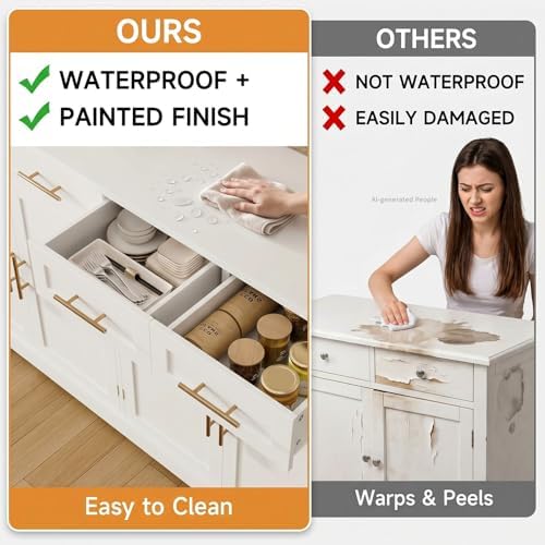 HOSTACK 60" W Sideboard Buffet Cabinet with Storage, Kitchen Cabinet, White