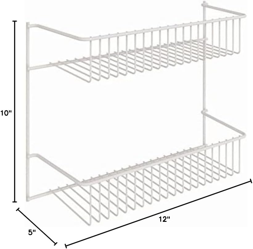 ClosetMaid 8002 2-Tier Wall Rack for Added Storage, 10.5-Inch H x 12.5-Inch W x 5-Inch D, White
