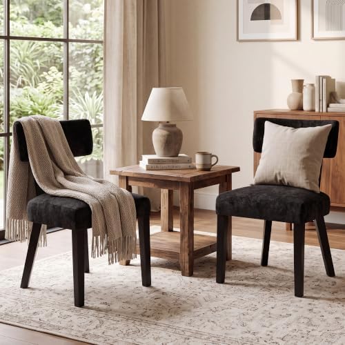 Dining Chairs Set of 4, Silky Velvet Dining Room Chairs, Charcoal Black