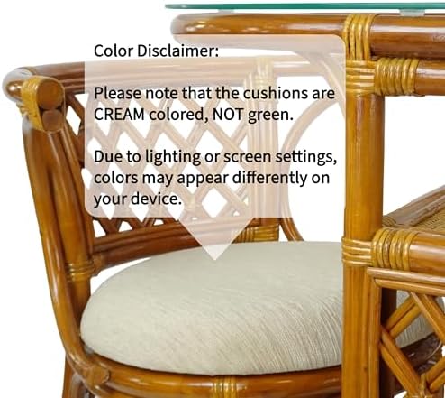 Borneo Compact Dining Set Colonial Color, Table with Glass Top + 2 Chairs wit...