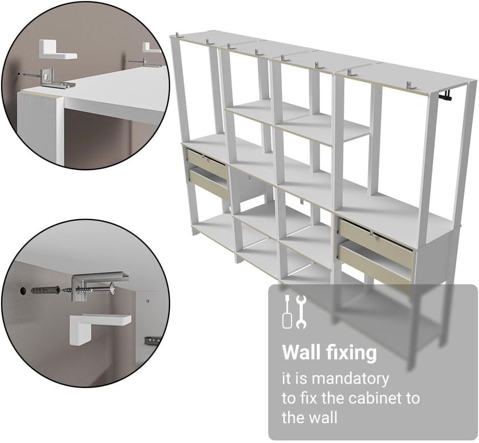 Madesa Kitchen Pantry Storage Rack with 4 Drawers, Open Shelves and Hanging S...