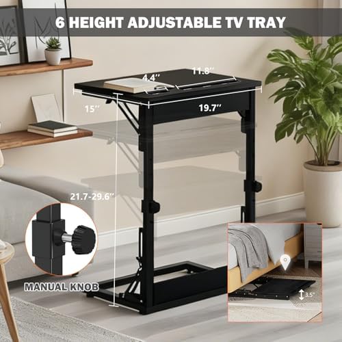 Folding TV Trays Set of 2, Adjustable Height TV Trays for Eating on Couch