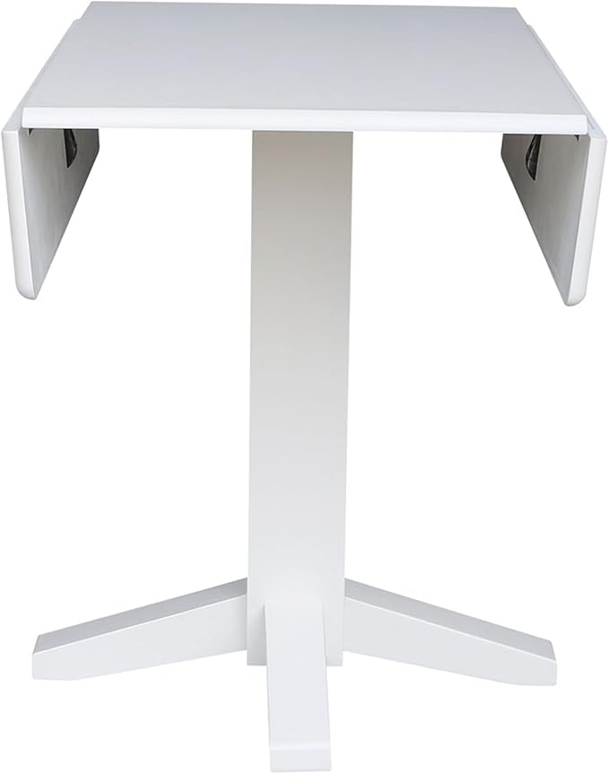 Solid Wood 36" Square Dual Drop Leaf Dining Table, White
