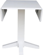 Solid Wood 36" Square Dual Drop Leaf Dining Table, White