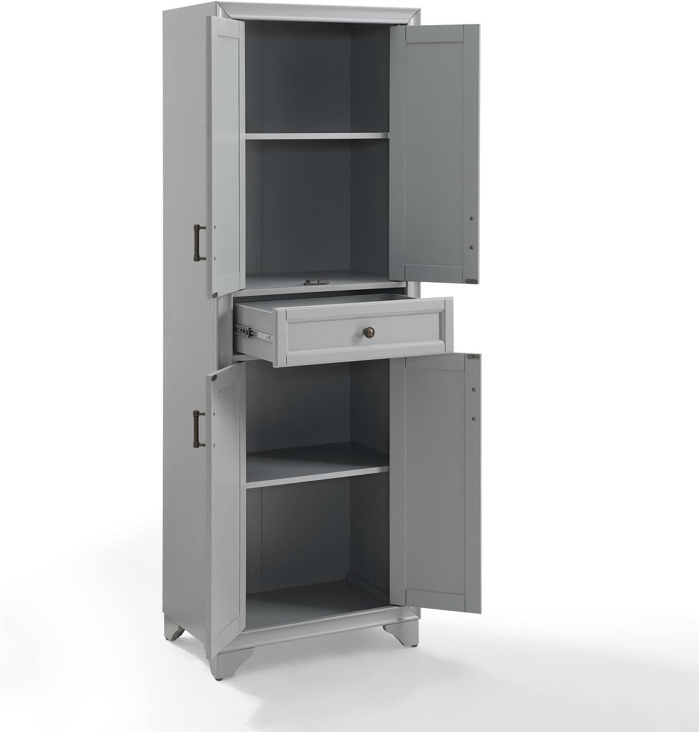 HomeStock Kitchen Pantry Cabinet - Large Storage, Adjustable Shelves, Distressed Gray Finish