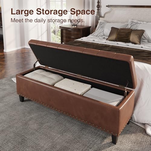 FiveWillowise 51 Inch Storage Ottoman Bench,Large End of Bed Storage Bench | ...