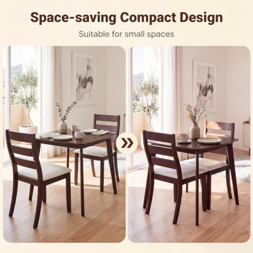GIANTEX Small Dining Table Set for 2, Wood Square Kitchen Table and 2 Dinner ...