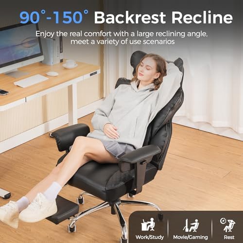 GTPLAYER Big and Tall Gaming Chair 400lbs Heavy Duty Office Chair with Foot R...