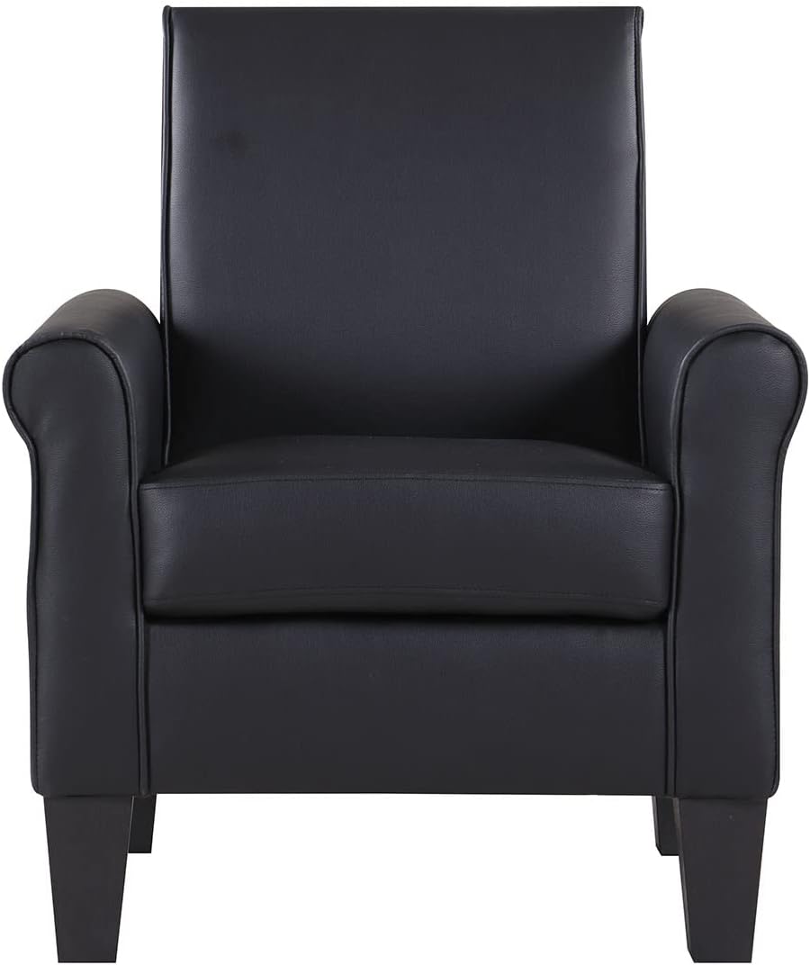 Faux Leather Accent Chair Set of 2, Mid Century Modern Living Room Chair, Uph...