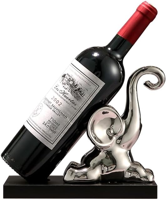 ELEGANTZ Modern Wine Bottle Holder – Decorative Elephant Design with Chrome F...