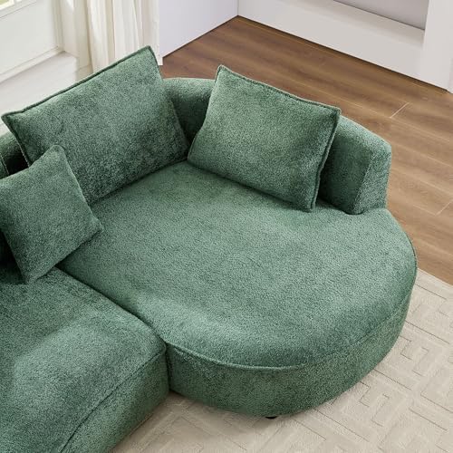 125” Curved Boucle Sofa,Modern 5-Seater L-Shape Sectional Couch with Chaise a...