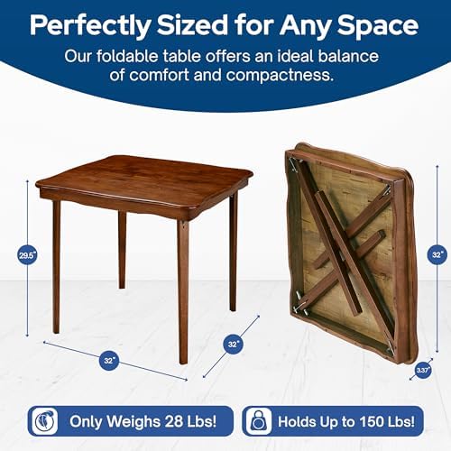 Stakmore 32 Inch Square Wooden Folding Card Game Table, Cherry