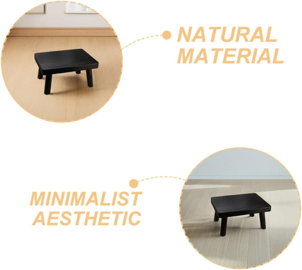 ibasenice Japanese Style Rectangular Wooden Low Table and Small Wood Stool Re...