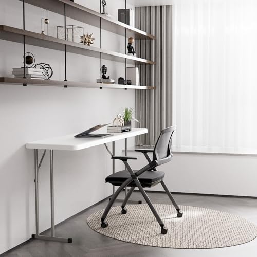 VINGLI 5 FT Narrow Folding Table,Premium Quality HDPE Material and Sturdy Met...