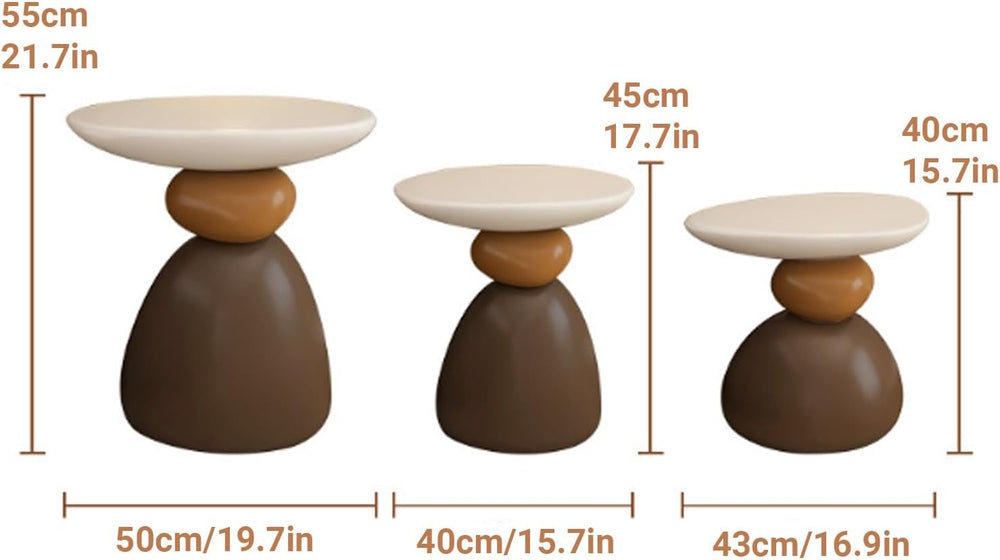 Modern Resin Decorative Sofa Side Table, Round Decorative End Table with Spac...