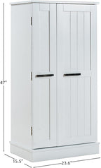 Pantry Cabinet with Storage,Freestanding Kitchen Hutch with Doors & Adjustable Shelves, Small Snacks Spices Wine Sideboard for Kitchen,Dining Room (White)