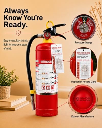 Ougist ABC Dry Chemical Fire Extinguisher, 5 lb – 2-A:10-B:C Rated for Home, ...