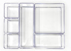 Isaac Jacobs 6-Tray Clear Acrylic Organizer Set, (Six Individual Trays), Multi-Purpose, Stackable Storage Solution for Makeup, Crafts, Desk, School, Office Supplies & More, for Bathroom, Kitchen