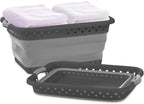 Pop & Load Collapse & Store 1 Large 25" Slim Collapsible Plastic Laundry Basket, Space Saving Portable Pop Up Storage & Organization Basket, 3" High When Folded, Dual Comfort Grip Handles, Black