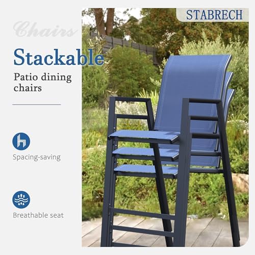 Outdoor Bar Stools Set of 2, 44'' Patio Bar Chairs with Textile High ...